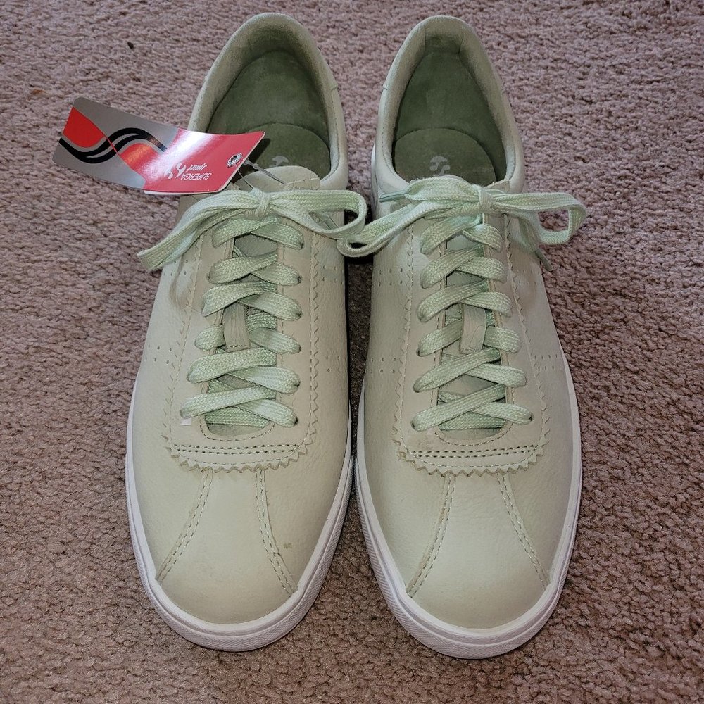 FINAL PRICE NEW Superga Lt Green Nubuck Leather Sneakers 41 9.5